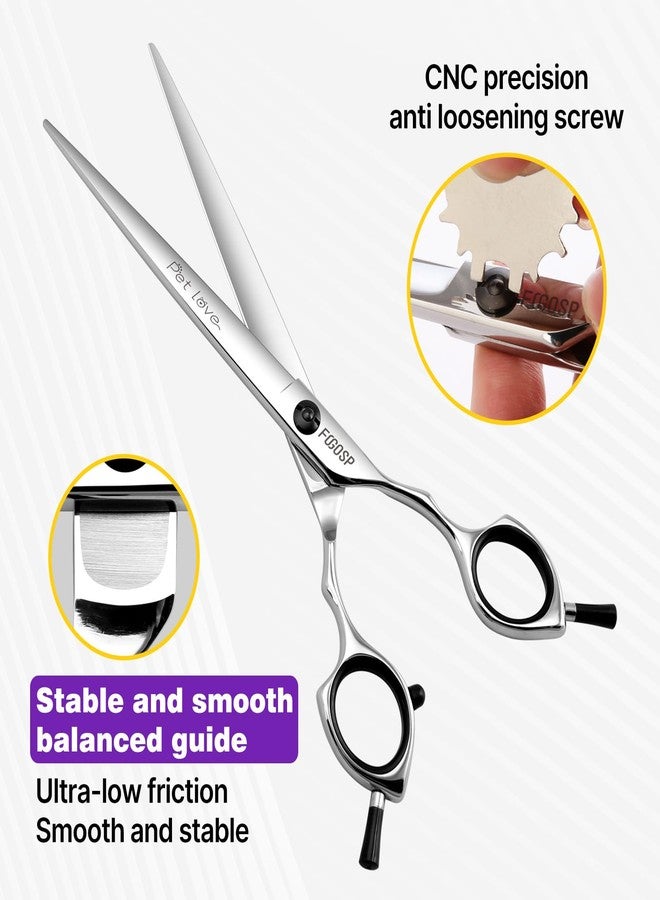 FOGOSP Dog Grooming Scissors Kit 7.5 in Professional Curved Thinning Straight Chunker Shears Grooming Big Dogs Poodle Pet Japan 440C Stainless Steel(7.5'',Kit) - Image 5